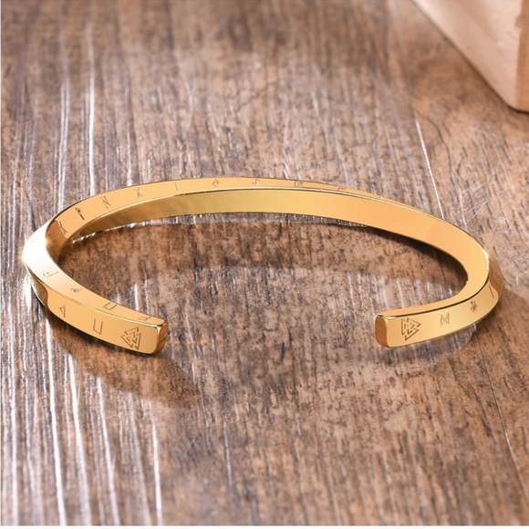 New Gold Nordic Viking Cuff Twist Bracelet - Picture 5 of 8